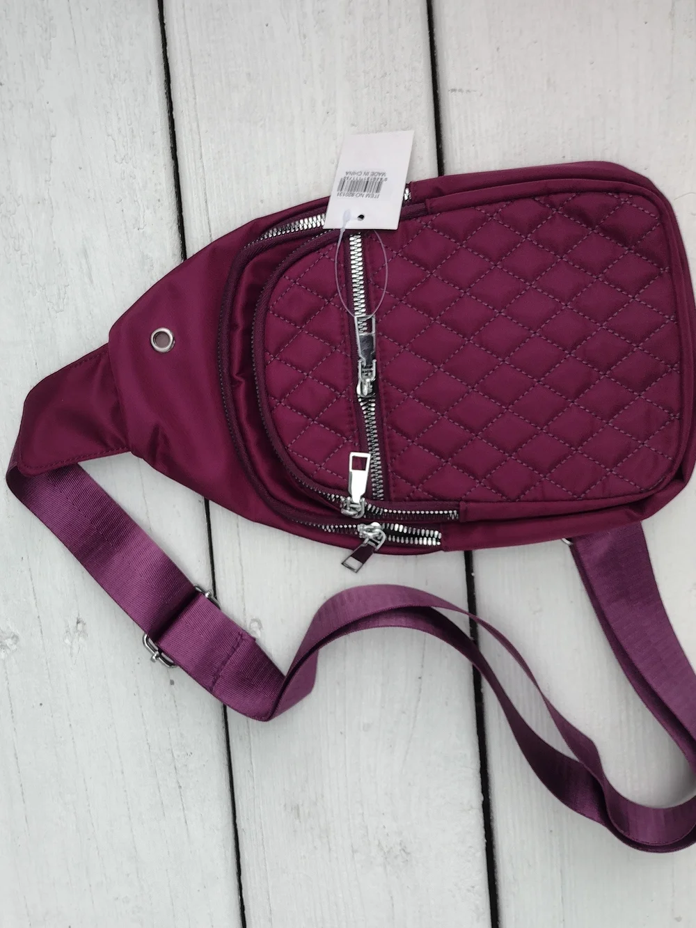 Quilted Plum Crossbody Sling Bag - Unbranded